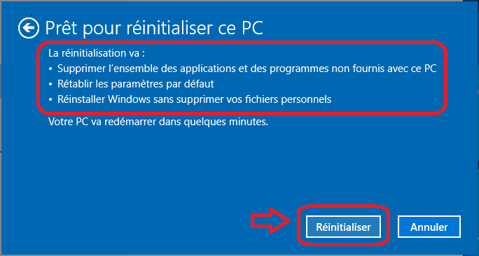 sospc réinitialiser windows 10 5