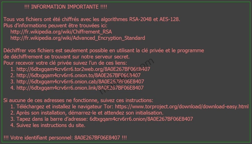 locky ransomware capture langue française