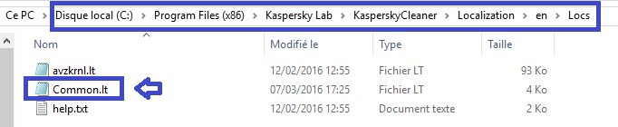 kaspersky cleaner localisation fichier de traduction