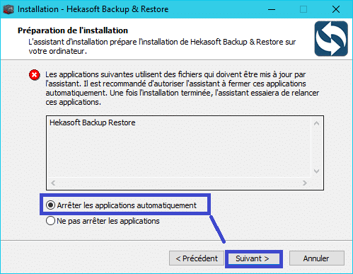 Hekasoft Backup & Restore mise à jour tuto 4