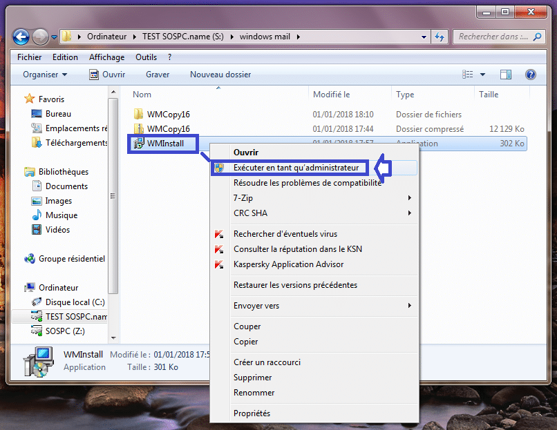 Installer Windows Mail tutoriel complet. sospc.name capture 4