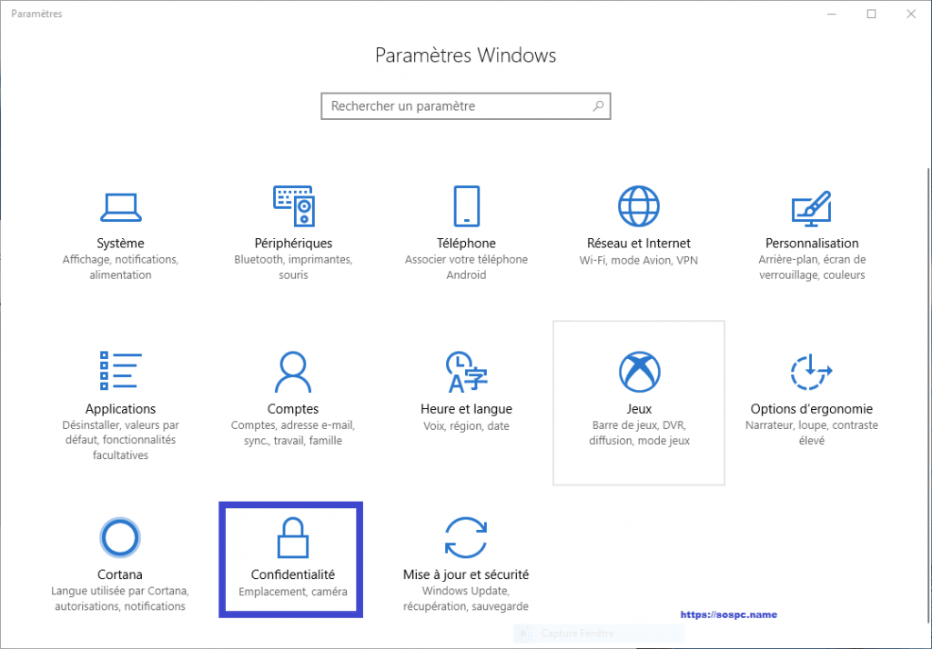 désactiver le Keylogger de Windows 10 sospc tutoriel