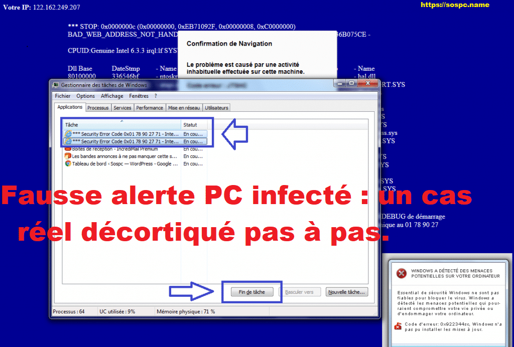 Fausse alerte PC infecté : un cas réel décortiqué pas à pas, par Azamos.