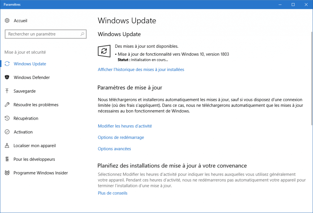Windows 10 1803 est disponible, 3 façons de l'obtenir.sospc