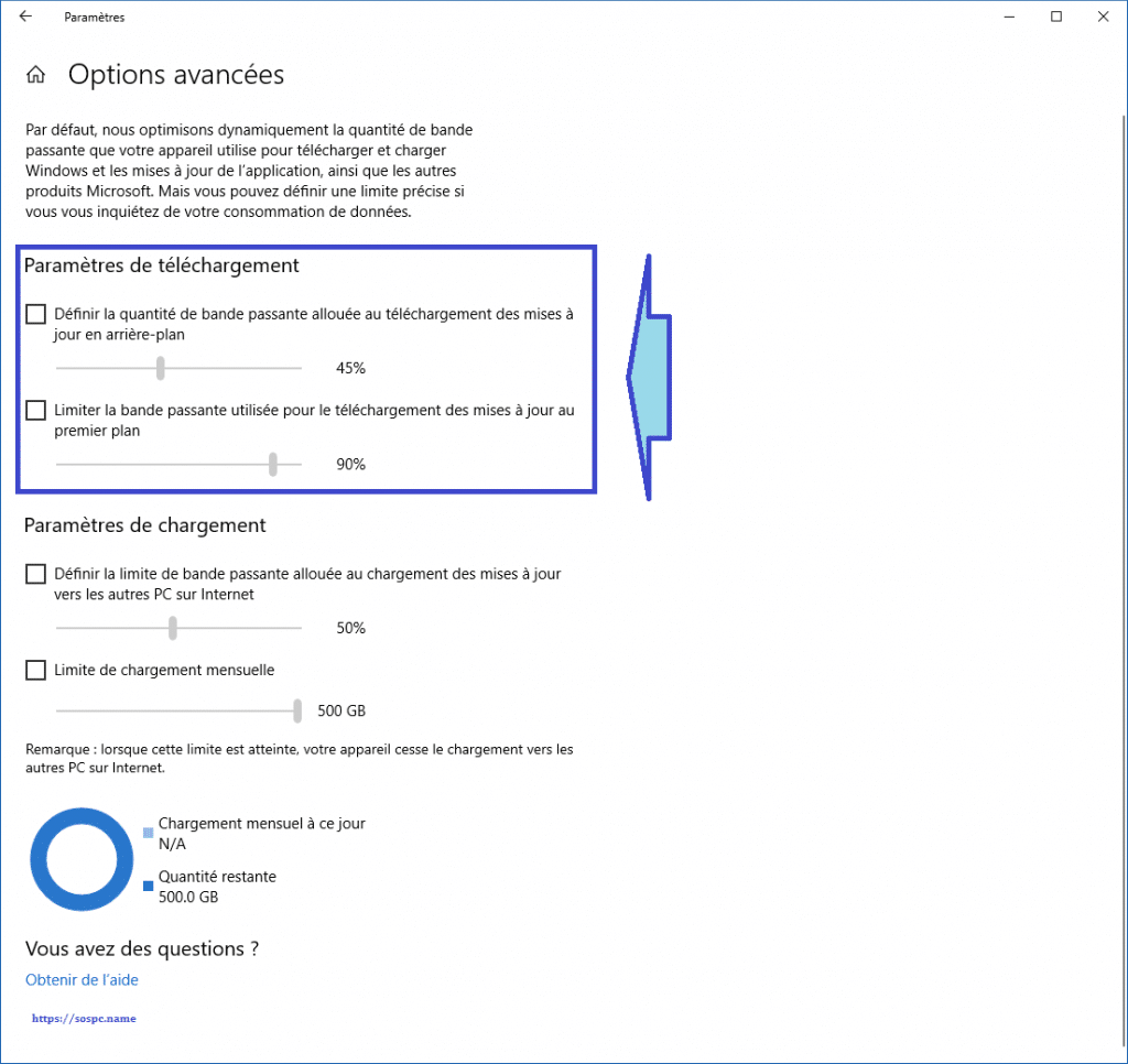 Windows 10 limiter la bande passante allouée à Windows Update.tutoriel.