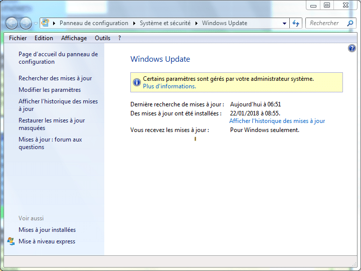 bloquer Windows Update sous windows 7 