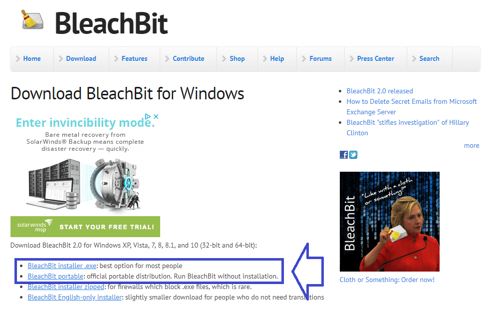 BleachBit Téléchargement version Windows.