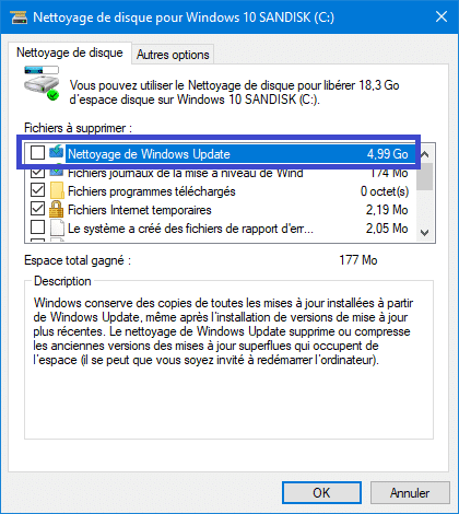 nettoyage fichiers windows update