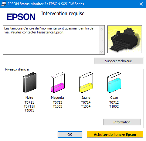 imprimante Epson bloquée la solution