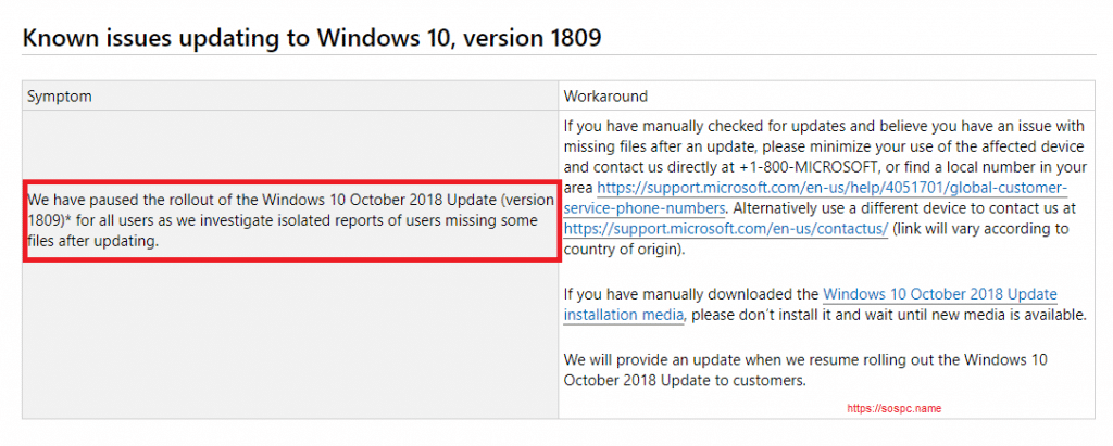 Windows 10 1809 stoppée