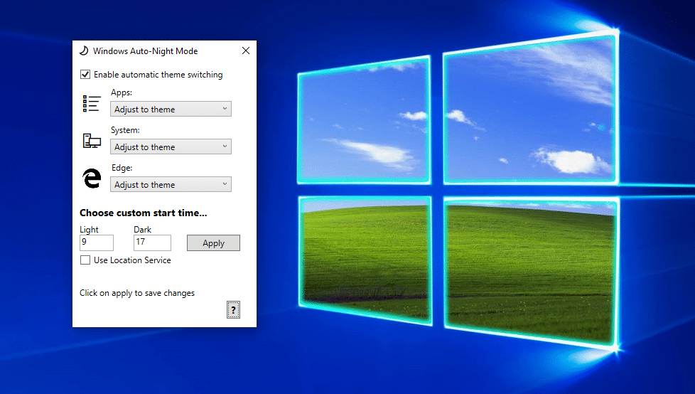 Auto Night-Mode : activer automatiquement le thème sombre sous Windows 10.