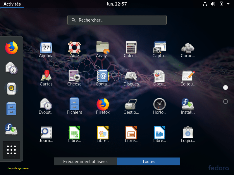 La distribution Fedora 29 en mode live image 20