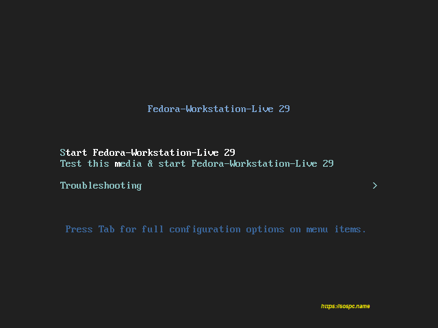 La distribution Fedora 29 en mode live image 1