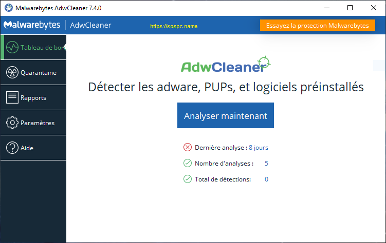 AdwCleaner 7.4 : il détecte désormais les logiciels préinstallés.