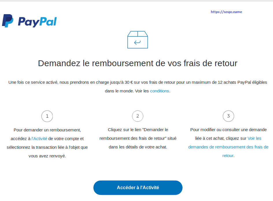 PayPal rembourse les frais de retour, explications