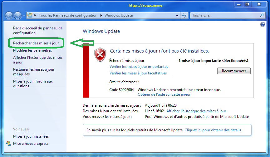 Windows 7 : Windows Update à nouveau bloqué 
