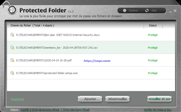 Protected Folder : verrouillez l'accès à certains fichiers ou dossiers